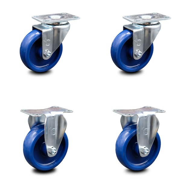 Service Caster 4 Inch Solid Polyurethane Wheel Swivel Top Plate Caster Set with 2 Rigid SCC SCC-20S414-SPUS-2-R-2 - main